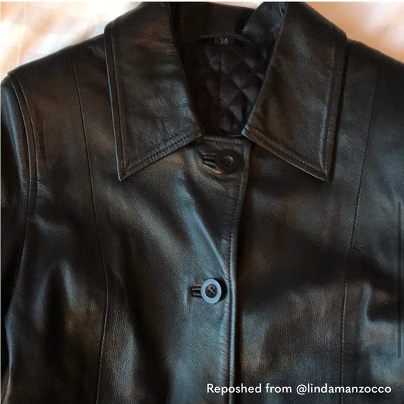 Vintage black leather quilted lined maxi coat - Picture 5 of 8